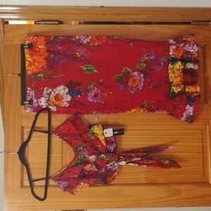 Fashion Nova Red Floral Two-Piece Set